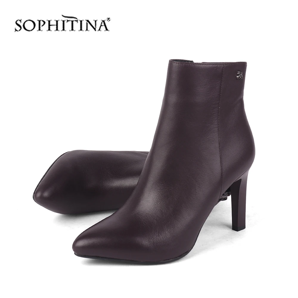 SOPHITINA/пикантные ботинки с острым носком Высококачественная однотонная Новая