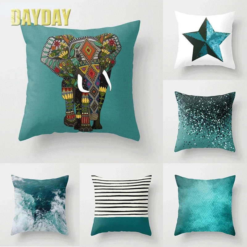 

Dark Blue Pillowcase Ins Style Cushion Cover Home Decoration Waist Pillow Cover Sofa Car Cushion Cover Decoration instagram 45cm