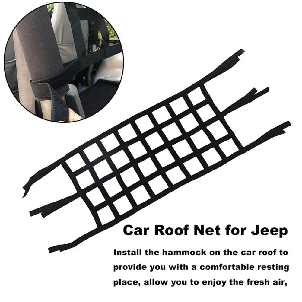 

Heavy Duty Sunshade Soft Roof Net Exterior Network Storage Top Cover Car Hammock Cargo Rest Bed for Jeep Wrangler JK YJ TJ JKU