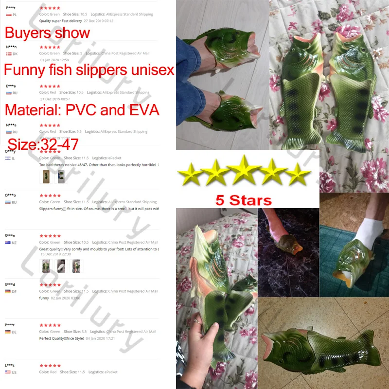Funny Fish Slippers for Men Summer Family Beach Shoes Slides  Large Size 24-47 Slippers Boy Sandals  Unisex Man Flat Flip Flops images - 6