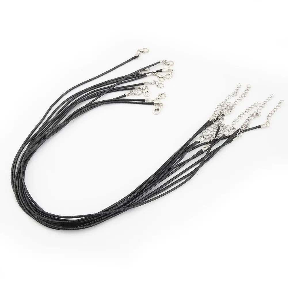 10 шт. кожаный шнур ожерелье Оптовая партия черная кожа 2 мм Шнур Омаров застежка