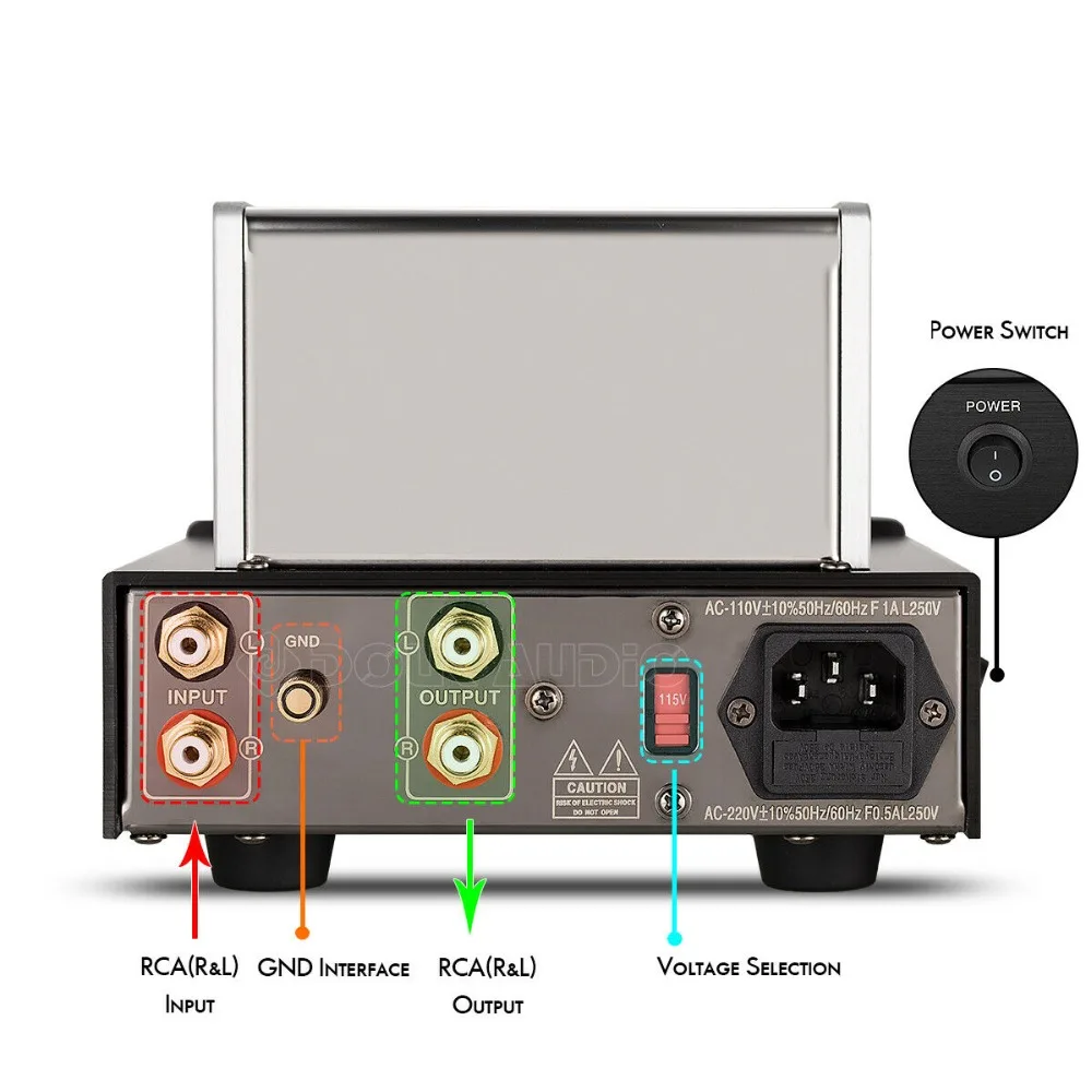 Nobsound HiFi MS-23B 12AX7 Ламповый фонокорректор Предварительный усилитель мм RIAA проигрыватель HiFi стерео усилитель