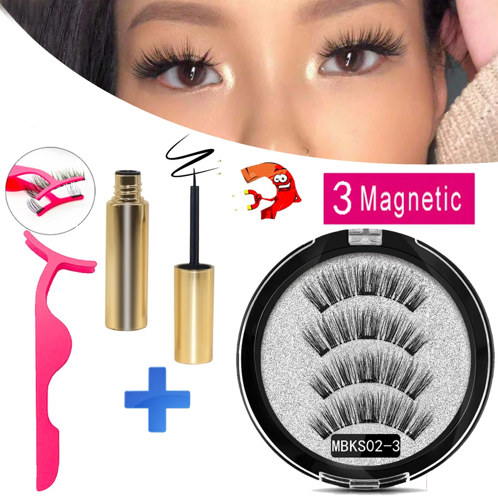 

MB 3 Magnetic Eyelashes Magnetic Eyeliner Extension Natural False Eyelash magnets Reusable 3D Mink Lashes Fake faux cils Makeup