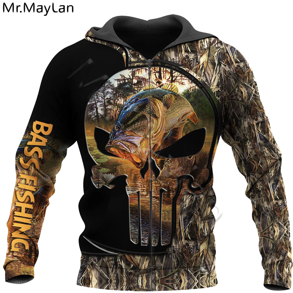 

Custom Bass Fishing Skull Men's Hoodie 3D Printed Jacket Men Women Harajuku Style Hoodies Casual Streetwear Sweatshirt Drop ship