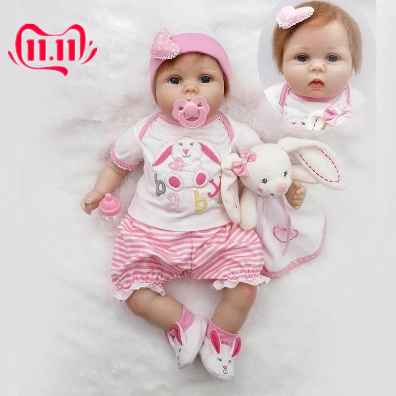 2 шт. 22 ''Близнецы ручной работы Reborn Baby Dolls мальчик+ девочка Силиконовые Reborn игрушки для новорожденных детей Bebe Reborn
