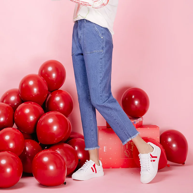 LEIJIJEANS Новое поступление свободные женские штаны-шаровары со средней посадкой с