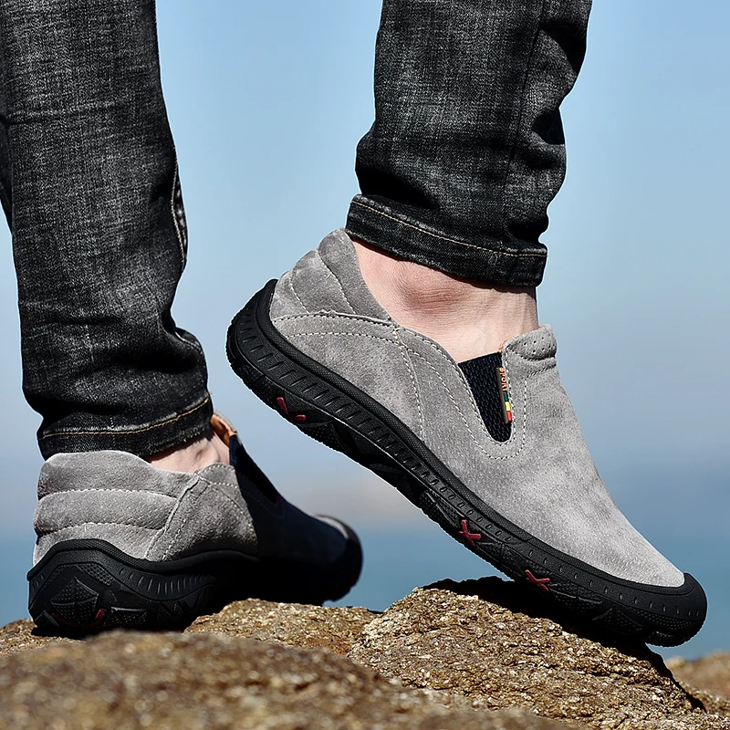 2019 New Autumn Male Shoes Outdoor Casual Adult Breathable Leather Loafers Men Non Slip Rubber Sole Sneakers Size 48 | Обувь