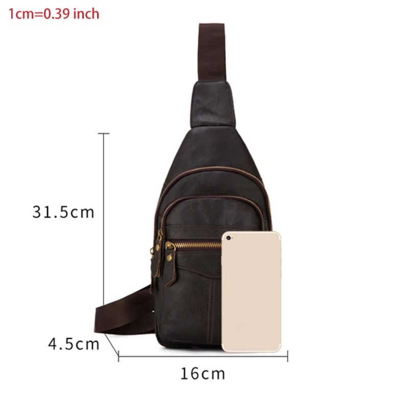 

066F Men's Sling Bag PU Leather Chest Shoulder Crossbody Multifunction Anti Theft Outdoor Sport Purse
