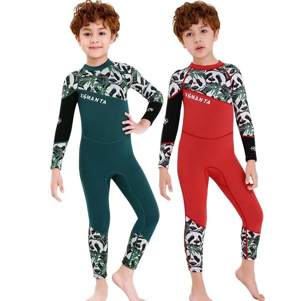 

Animal Print 2.5mm Neoprene Wetsuit for Boy Full Length Kids Diving Suit Junior Long Sleeve Back Zip Swimming Surfing Suit Scuba