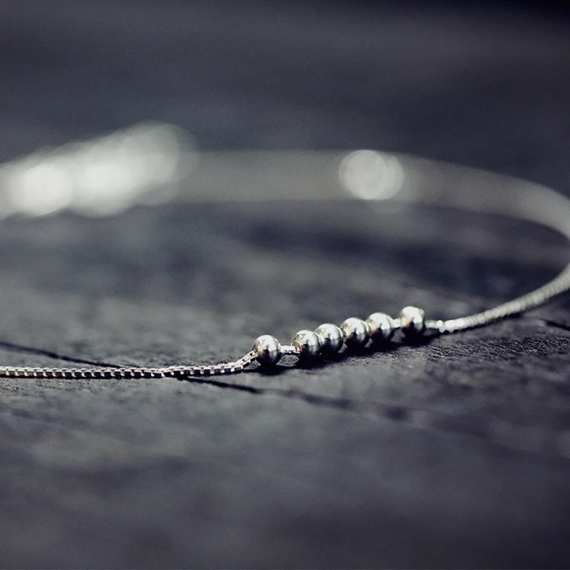 Браслеты анклеты женские из серебра 925 пробы с бусинами|Анклеты| |