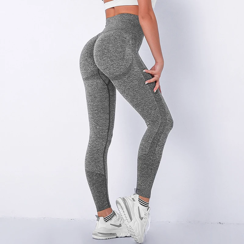 

ASHEYWR Women Seamless Knit Leggings Breathable High Waist Buttocks Legins Fitness Push Up Workout Legging High Elastic Female