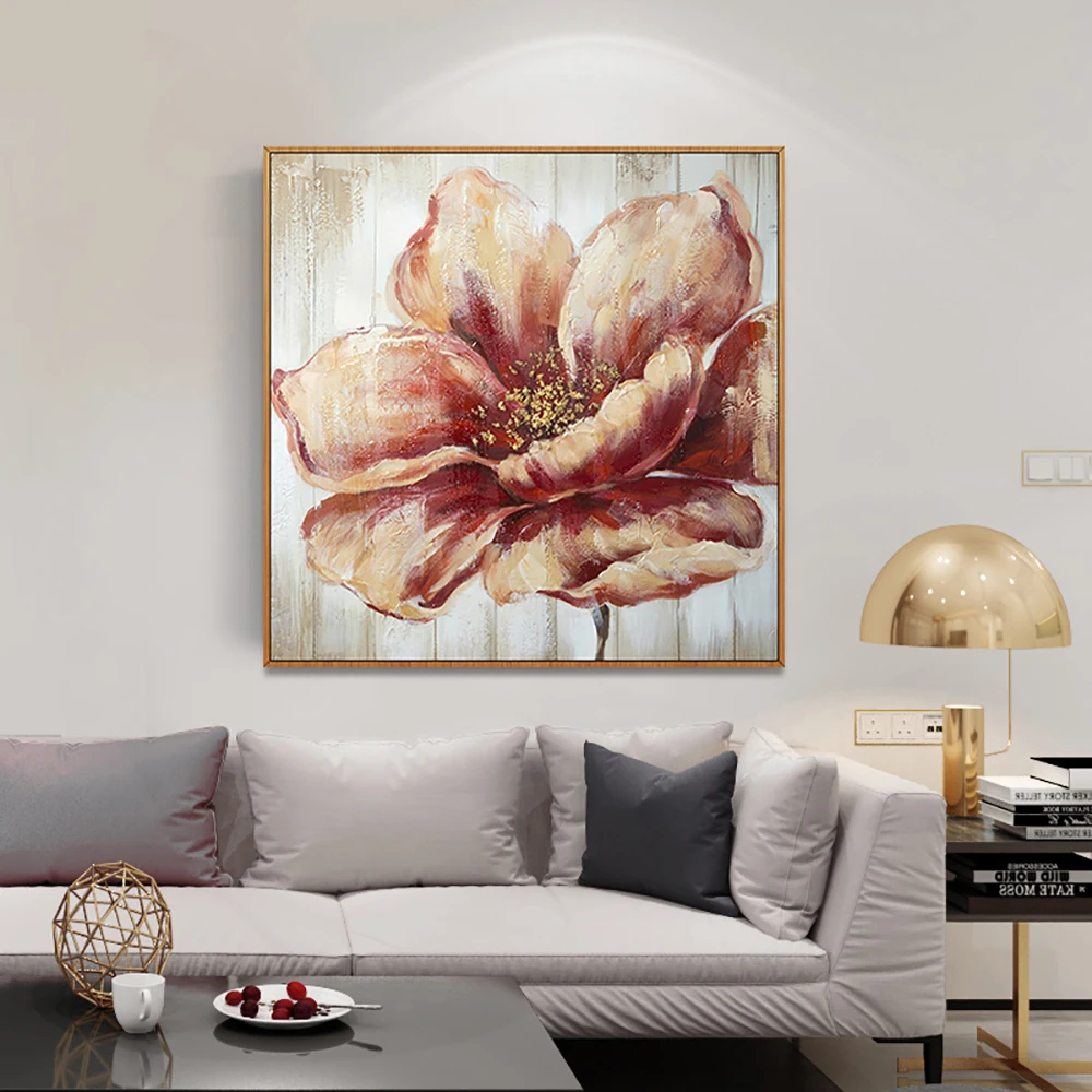 

Hot Sale Flower Oil Painting On Canvas Handmade Living Room Home Decor Wall Art Paintings Flower Pictures Hand Painted Unframed
