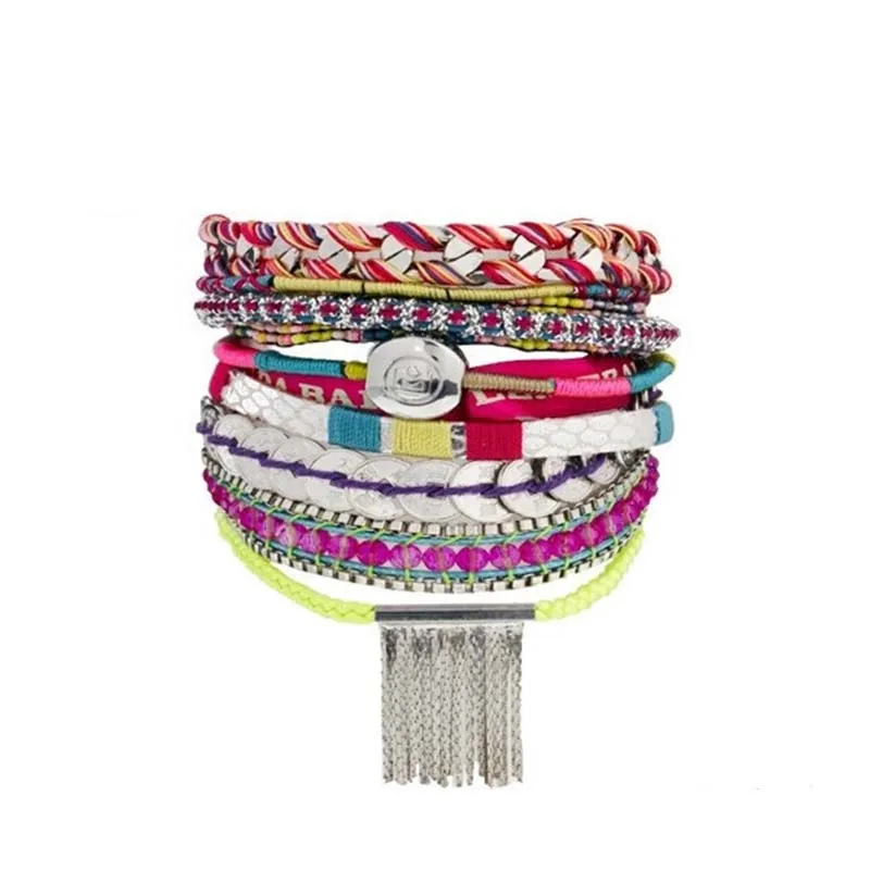 B02-002C уникальный смешанные природные камни браслеты с подвесками пряди в