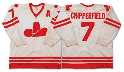 

7 Ron Chipperfield Calgary Cowboys 1975-77 MEN'S Retro throwback Hockey Jersey Embroidery Stitched Customize any number and name