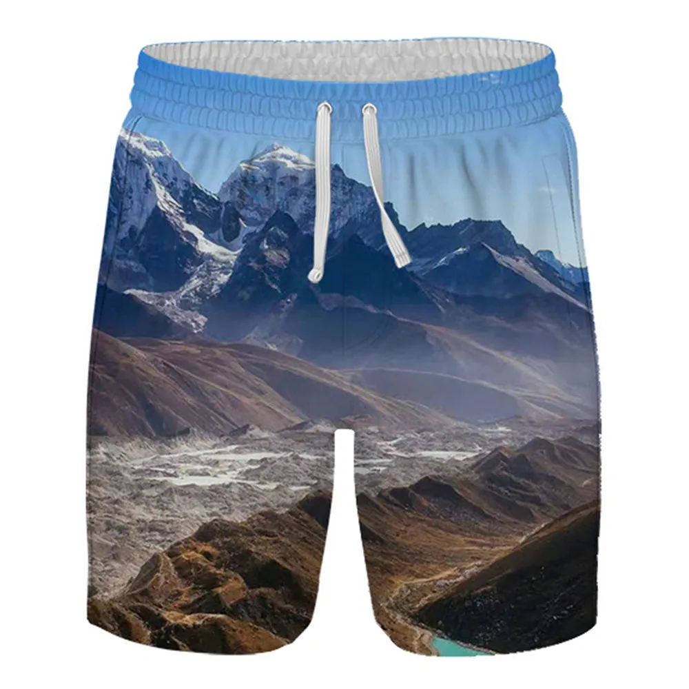 

New landscape men's shorts loose men's casual shorts 3D printing fashion quick-drying pants trendy plus size pants2021