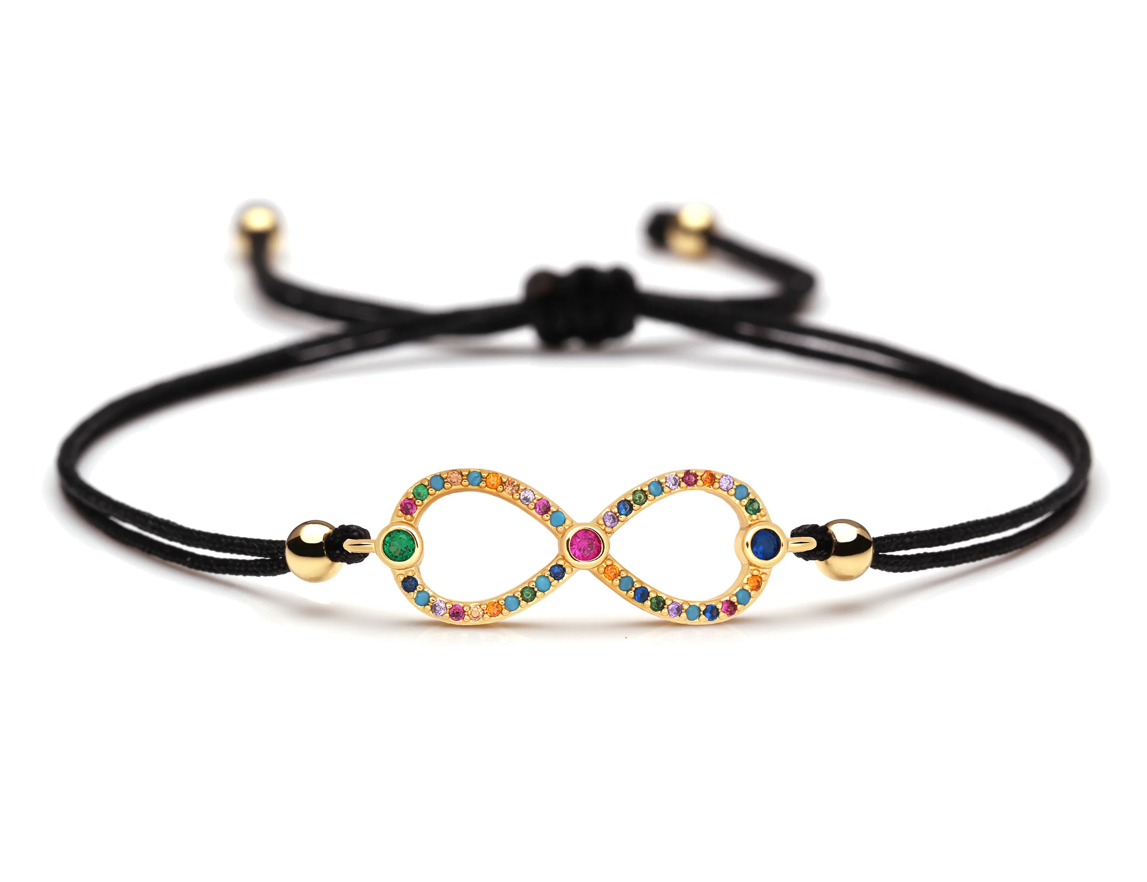 Блестящий разноцветный браслет с кубическим цирконием латунь бесконечность