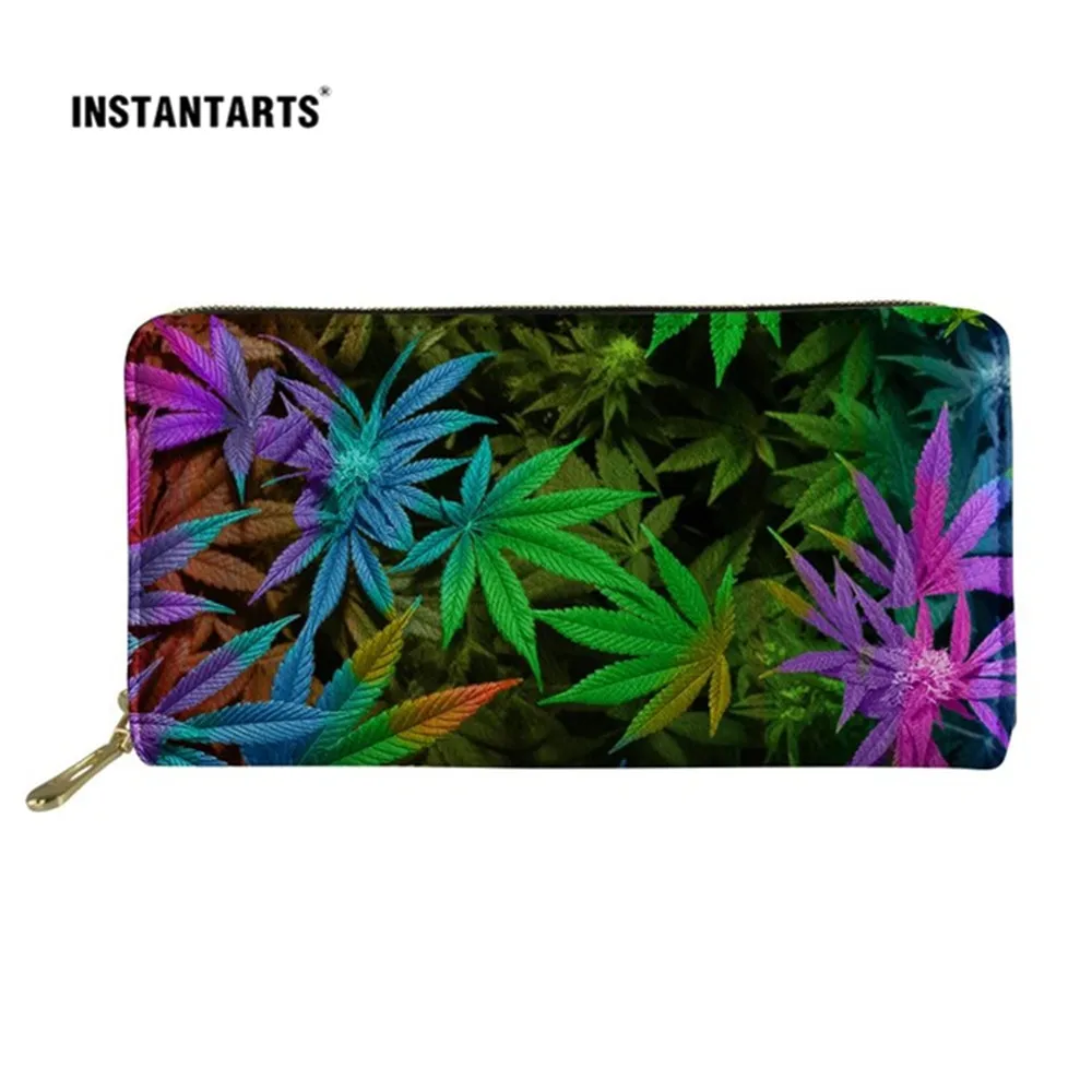 Женские и мужские длинные кошельки INSTANTARTS с принтом листьев Марияны повседневные