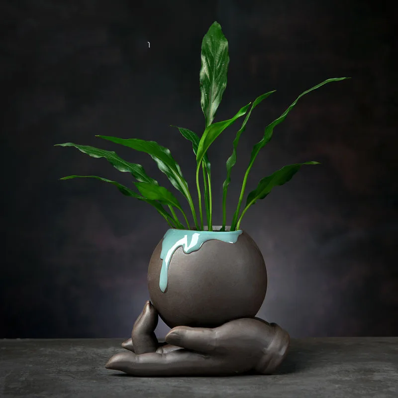 

Home Ceramic Succulent Flowerpot Desktop Zen Garden Pot Handicrafts Decoration Ornaments Creative Hydroponic Chinese Vase