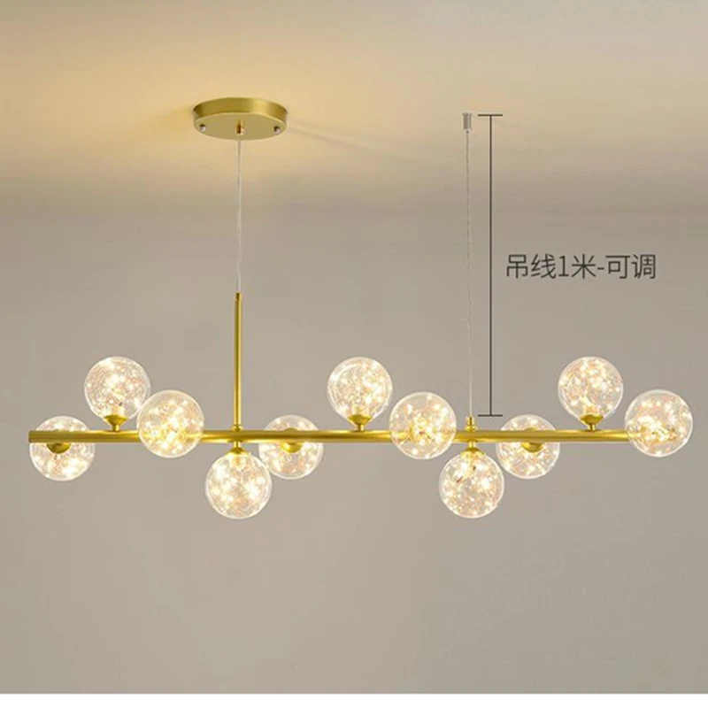 

Modern Model Room Art Strip Glass LED Pendant Lights Nordic Home Lighting Smoke Gold Pendant Lamp Glass Ball Indoor Lighting