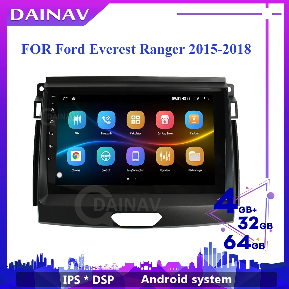 

Автомобильный мультимедийный DVD-плеер на Android 10 дюймов для Ford Everest Ranger 2015-2018, автомобильное радио, стерео, головное устройство