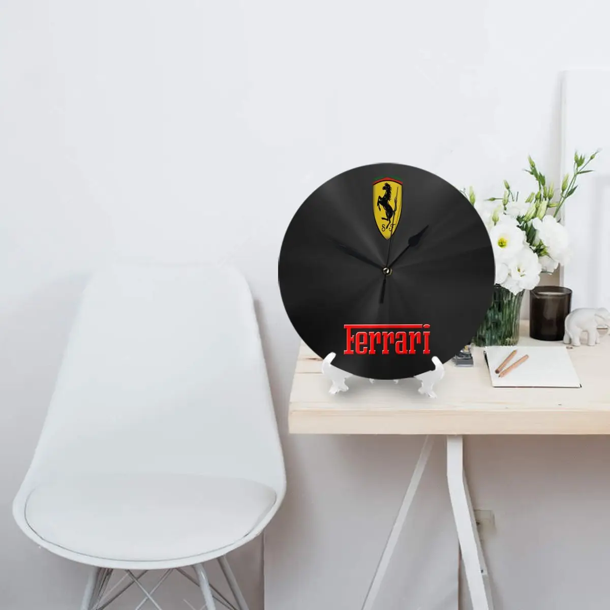 Логотип Ferrari 1188 часы Настенный декор настенные будильник цифровые наклейки | Дом