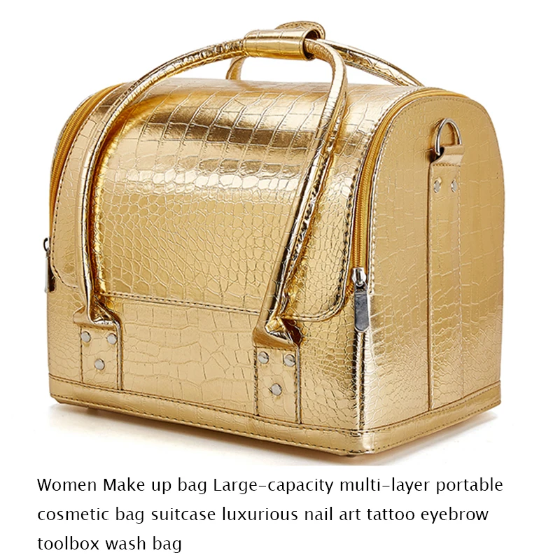 Женская косметичка вместительная Многоуровневая портативная чемодан роскошная