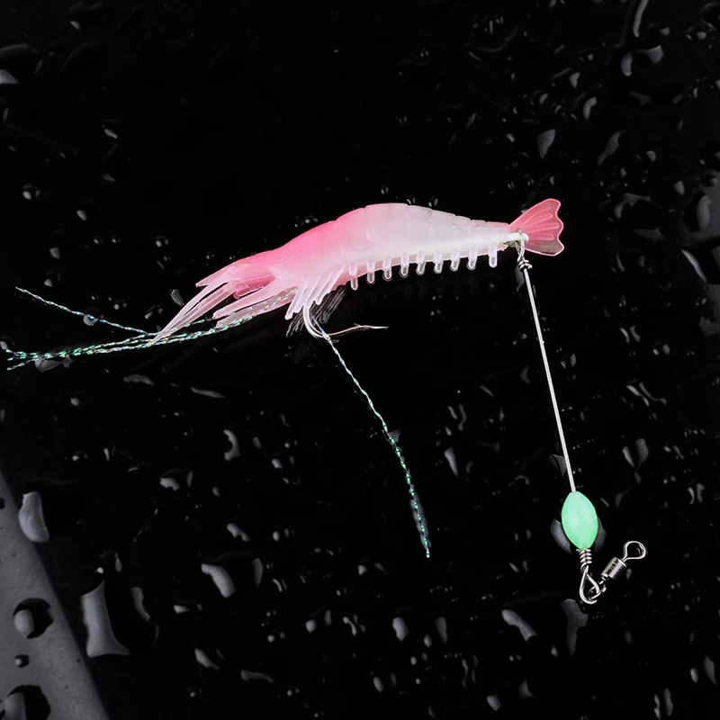 6 шт Мягкие Светящиеся креветки приманки набор 8 см рыболовные с Крючки бисер