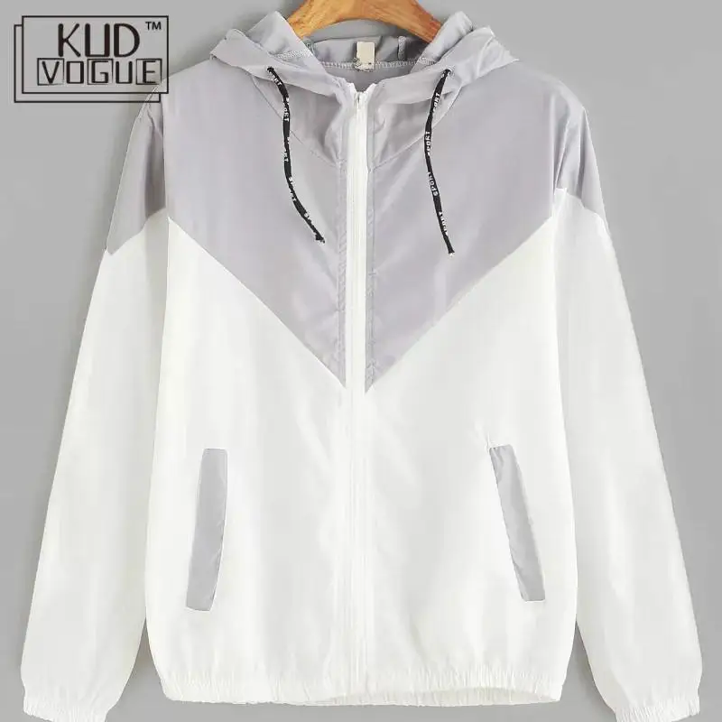 Женская ветровка с капюшоном kudogue повседневная куртка на молнии карманами и