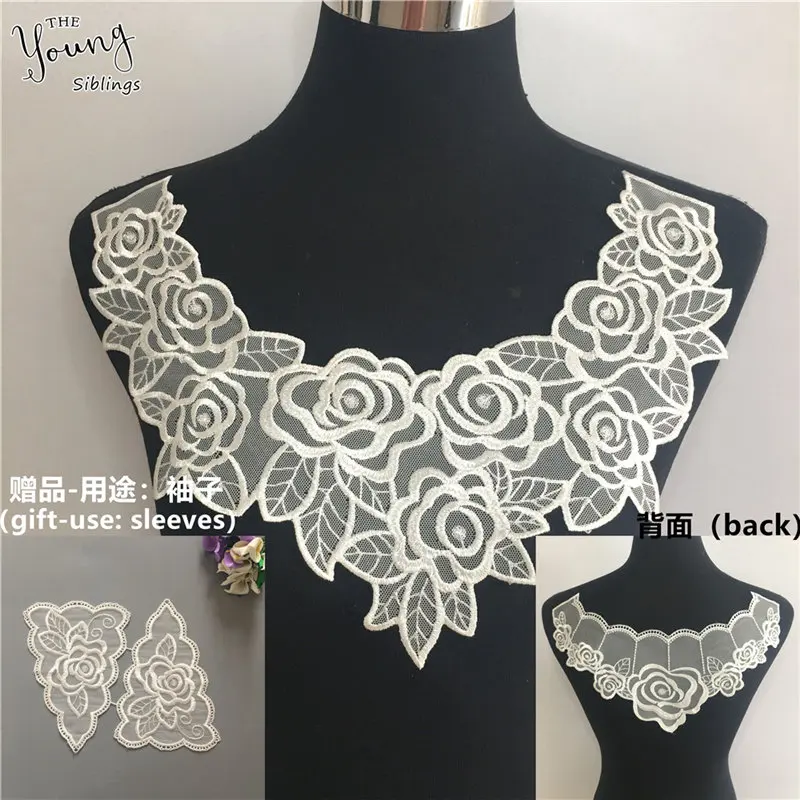 Высокое качество кружевной ткани вышивка аппликация шитье ABS жемчуг воротник