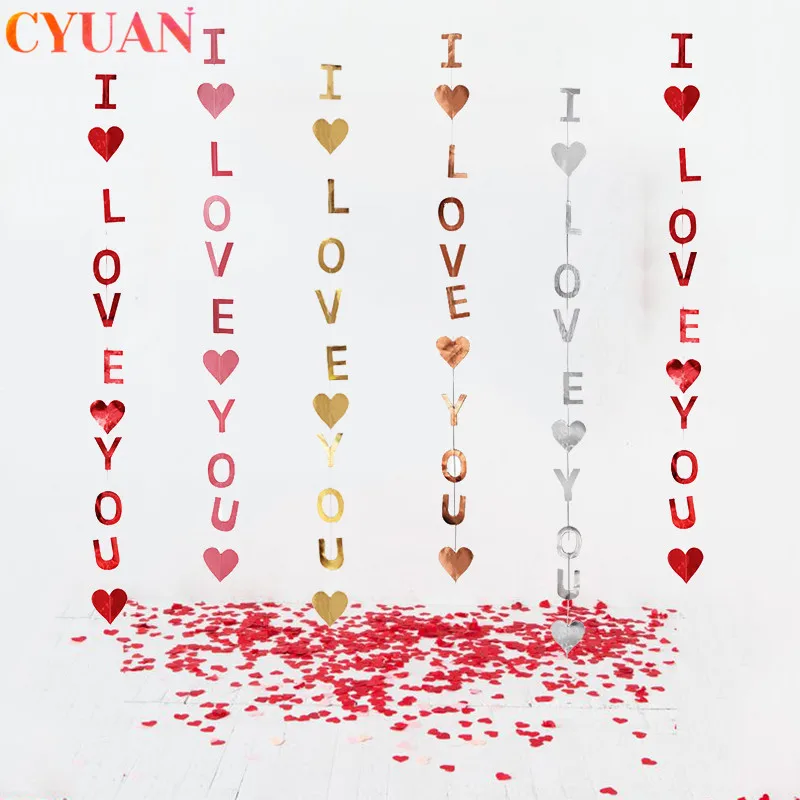 Я люблю тебя бумажные гирлянды баннер подвесная веревка губка в форме сердца