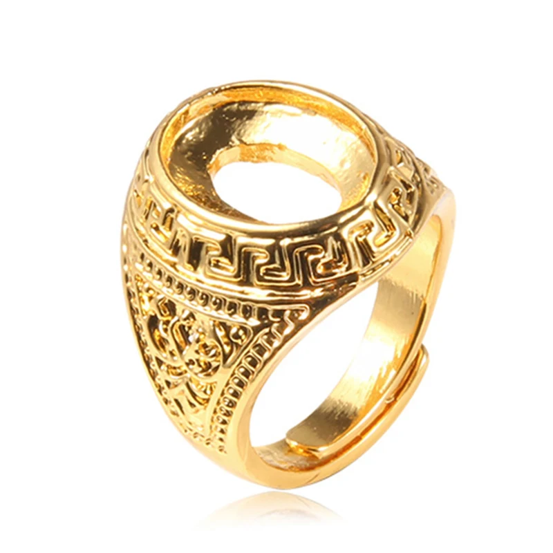 Открытые золотые кольца в стиле ретро из сплава пустая основа Овальный