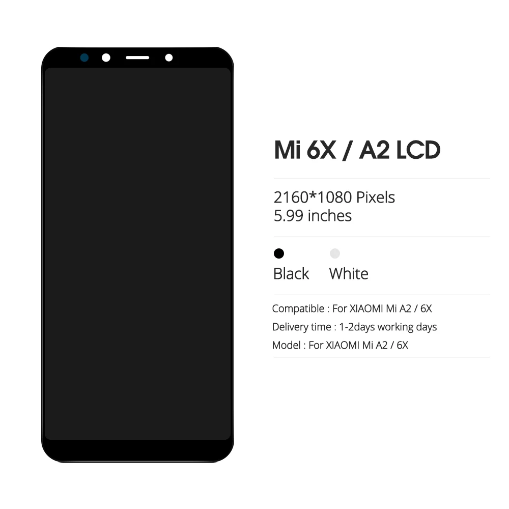 5 99 &quotоригинальный Mi 6X ЖК дисплей с рамкой для XiaoMi A2 MIA2 экран Замена дигитайзер