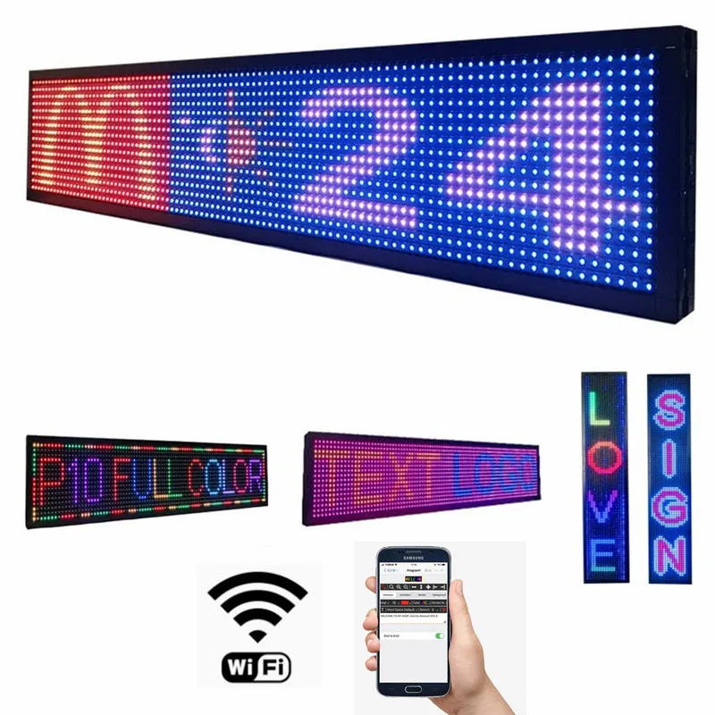P10 SMD СВЕТОДИОДНЫЙ знак 39 &quotх 8&quot Крытый RGB WI-FI светодиодный Программируемый