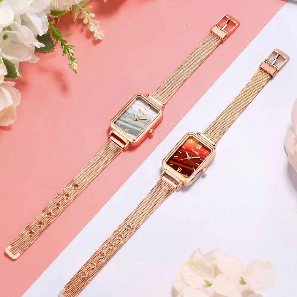 

Malachite Woman Quartz Watch Japan Movet Rectangle Watch Ladies Genuine Leather Band Mesh Band relogio feminino