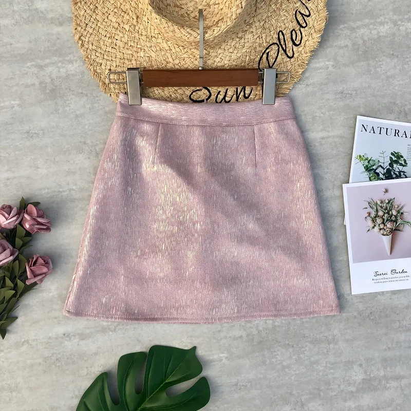 2020 зима и осень Новое поступление корейский стиль Женская яркая шелковая юбка из