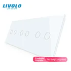 Роскошное белое жемчужное Хрустальное стекло Livolo для переключателя сделай сам, 222 мм * 80 мм, европейский стандарт, тройная стеклянная панель, фотоэлементC2фотоэлемент