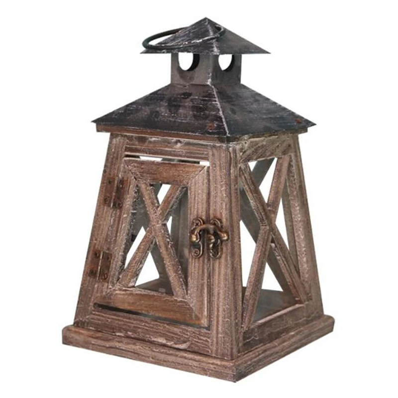 Деревенский деревянный декоративный свечной фонарь винтажный подвесной