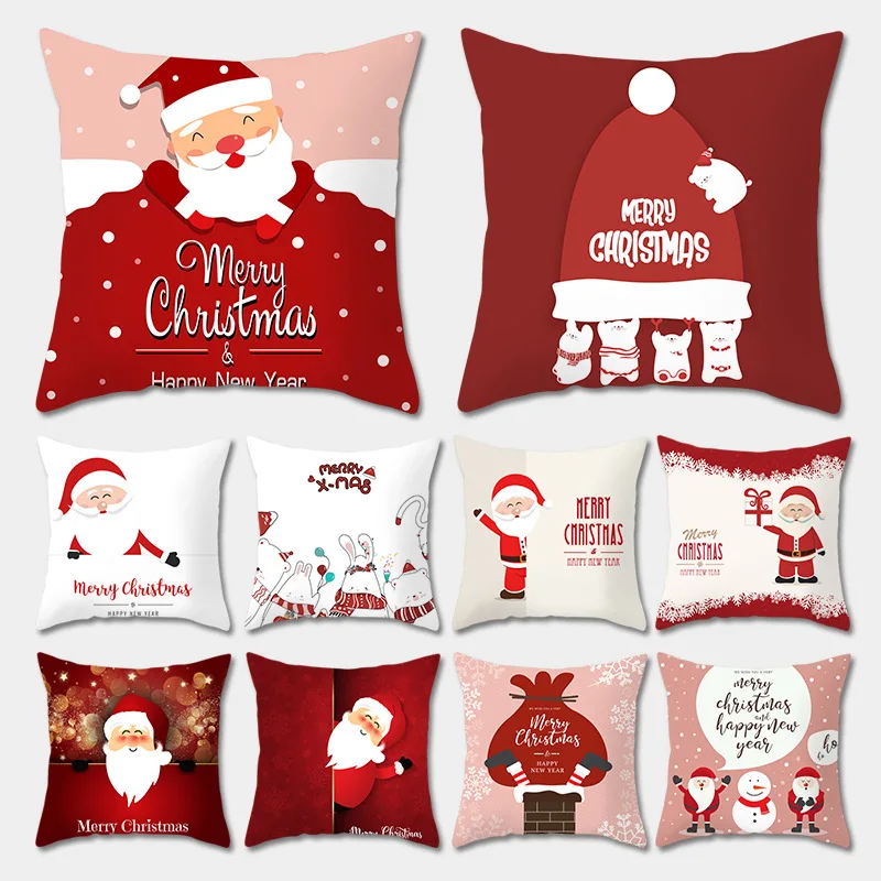 

45x45cm Merry Christmas Cushion Cover Pillowcase 2020 Christmas Decorations For Home Xmas Noel Ornament Happy New Year 2021