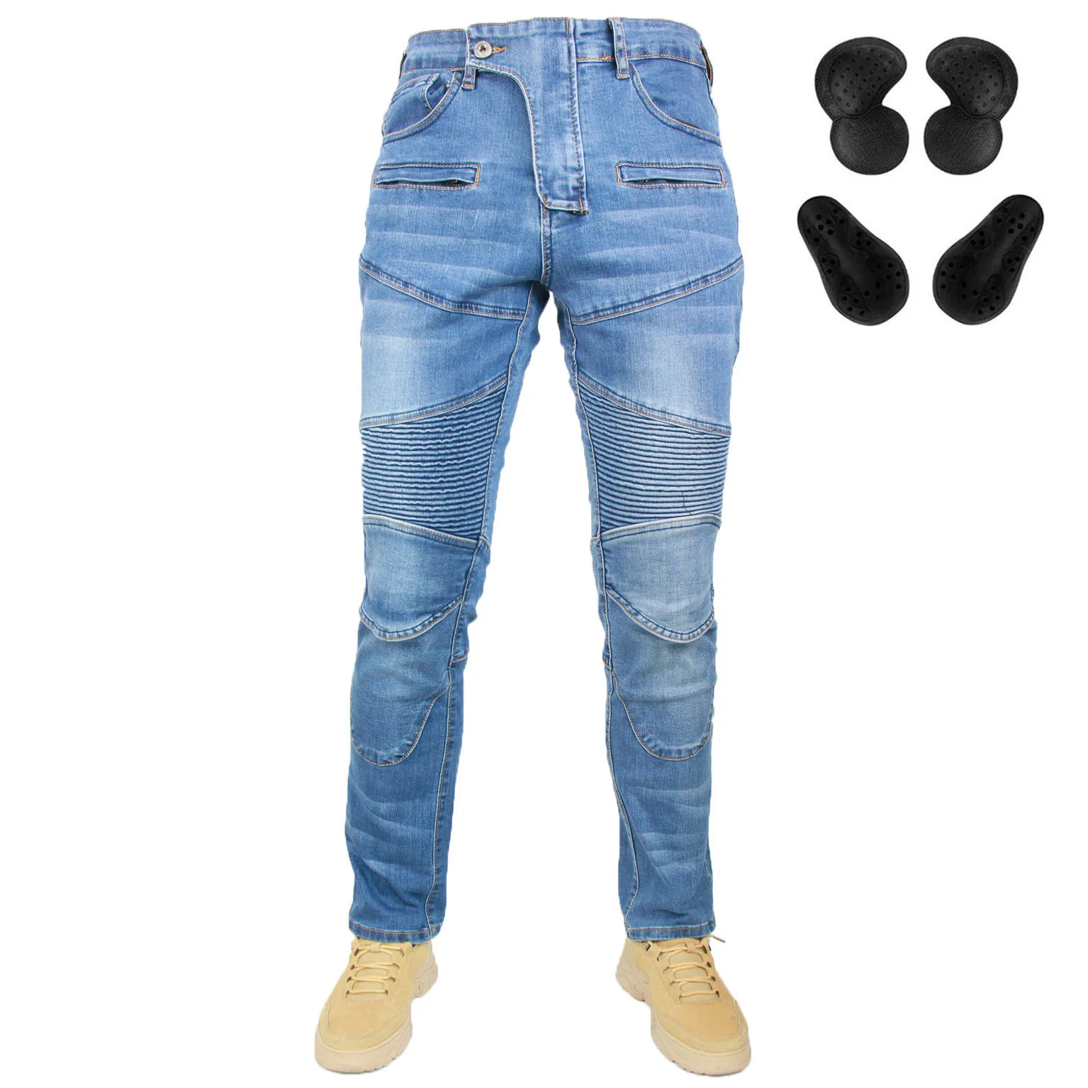 

Весенне-осенние штаны для верховой езды, сине-черные двухцветные эластичные мотоциклетные джинсы с ремнем