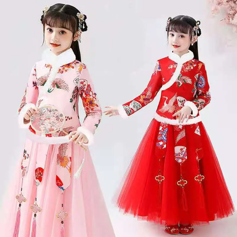 Детское платье ханьфу династии Тан традиционные китайские новогодние костюмы