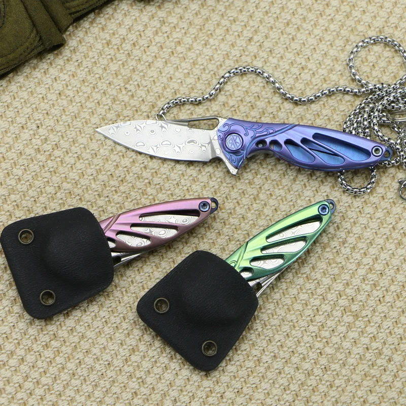 Складные ножи Rike Mini Rose из дамасской стали TC4 титановая ручка флип-ожерелье