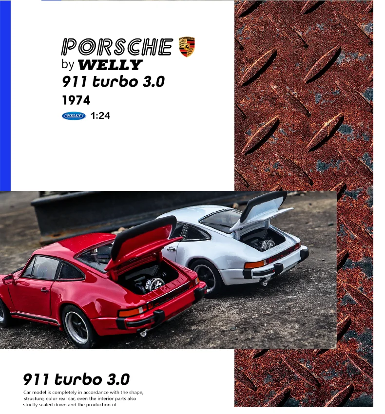 Welly 1:24 Porsche 911 Turbo 3,0 модель автомобиля из сплава Модель автомобиля украшение автомобиля коллекция Подарочная игрушка Литье под давлением модель игрушка для мальчиков