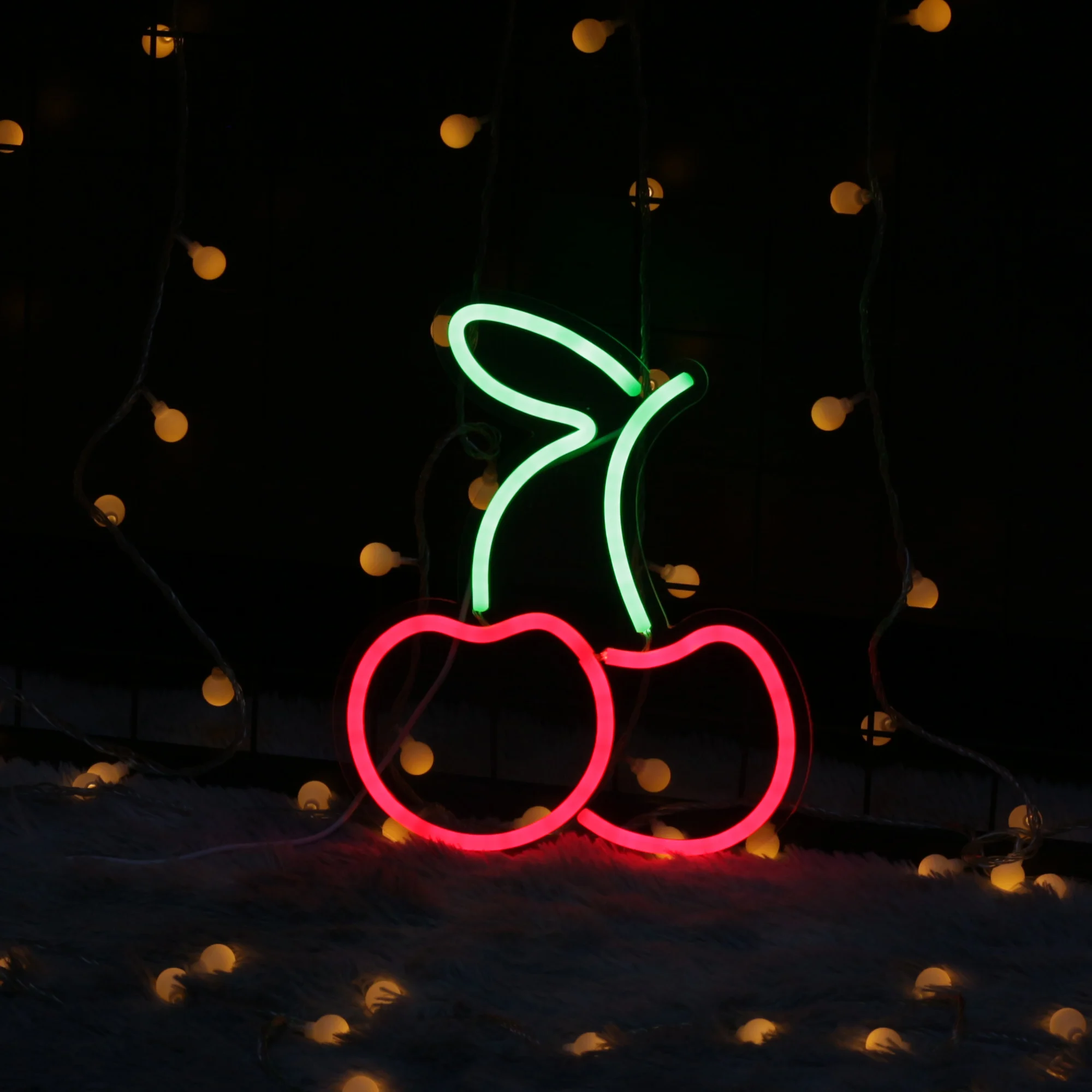 Custom 12V Led Neon Fruits Cherry Visual Signs Light Acrylic Home Room Wall Decoration Ins Party Wedding Signs Decor