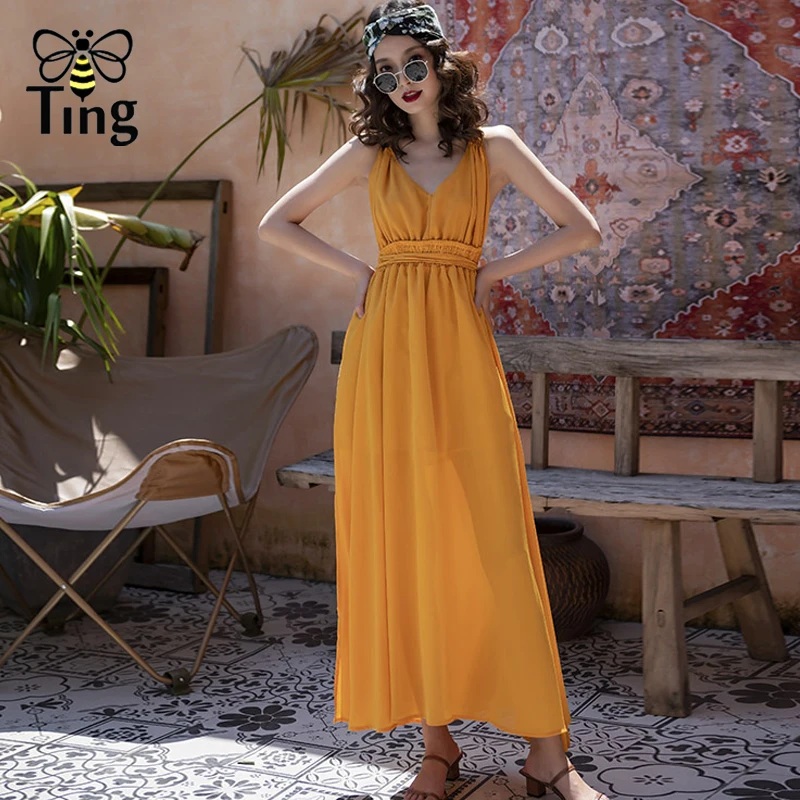 Женское Шифоновое Платье макси с открытой спиной v-образным вырезом и | Женская