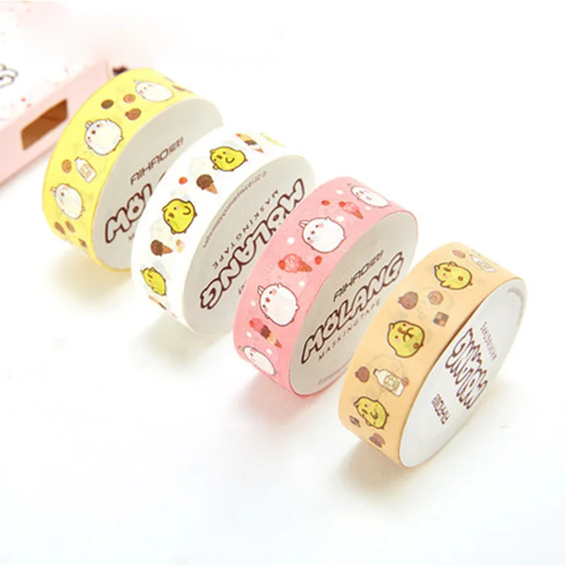 2 шт./упак. Molang кролик лента Washi милое украшение лента DIY Скрапбукинг Стикеры этикетки клейкой ленты школьные принадлежности
