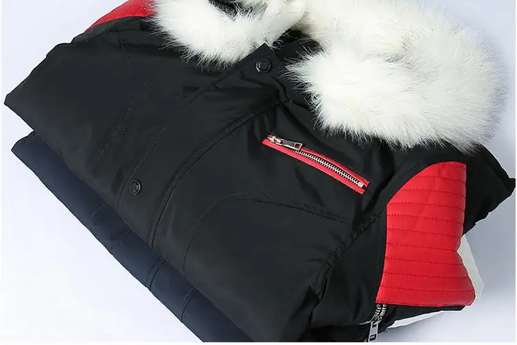 Men Large White Fur Collar Long Parkas Brand Winter Jacket Men Thicken Warm Hooded Collar Jackets  veste homme Male Outwear