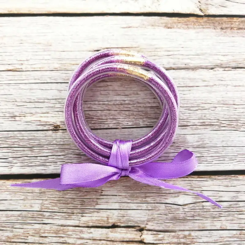 

Little Girl All Weather Glitter Filled Bangles Bowknot Bracelets