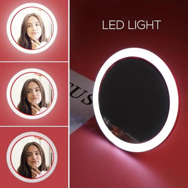 Многофункциональный портативный светодиодный круговой макияж зеркало с USB