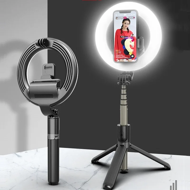 

Roreta 2021 Latest version NEW Wireless Bluetooth Selfie Stick Handheld Foldable Remote Shutter Tripod With LED Ring Light