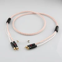 high quality 8tc phono cable 2 rcas to 2 rcas cable hifi lp audio phono tonearm cable with ground wire